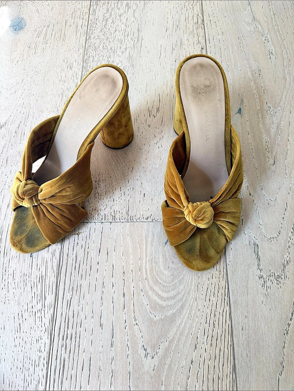 Loeffler Randall Coco Knotted Velvet Slide Sandal Yellow